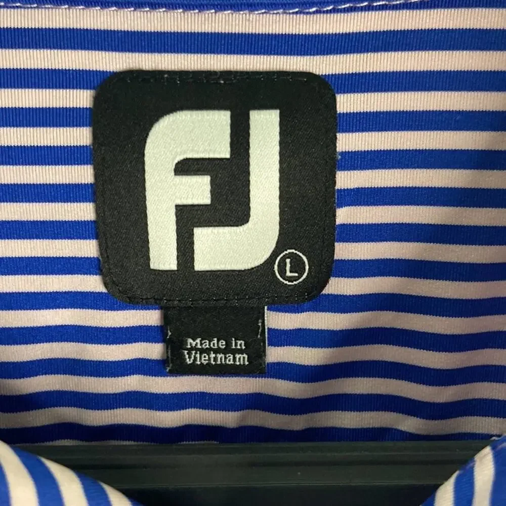 FootJoy FJ Men Gray and White Striped Lightweight Golf Shirt Size XL